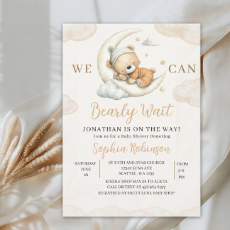 Convites We Can Bearly Wait Boho Teddy Bear Baby Shower 