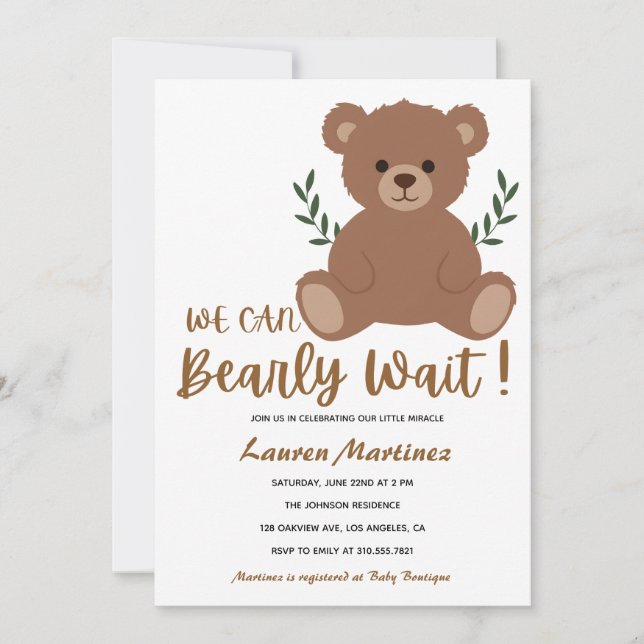 Convites We Can Bearly Wait Boy Baby Shower Invitation (Frente)
