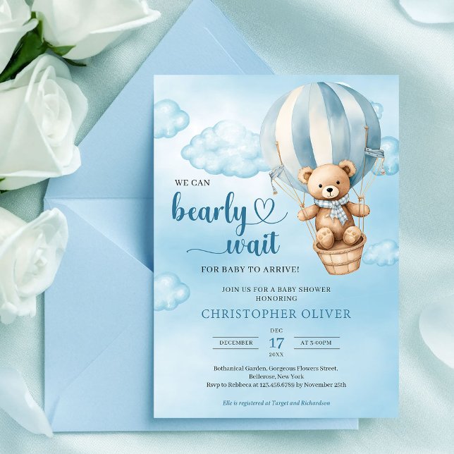 Convites We can bearly wait boy baby shower invitation (We can bearly wait boy baby shower invitation)