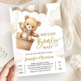 Convites We Can Bearly Wait Brown Teddy Bear Baby Shower