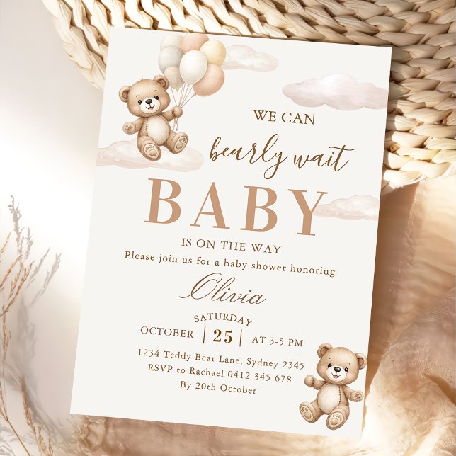 Convites We Can Bearly Wait Elegant Teddy Baby Shower (Criador carregado)