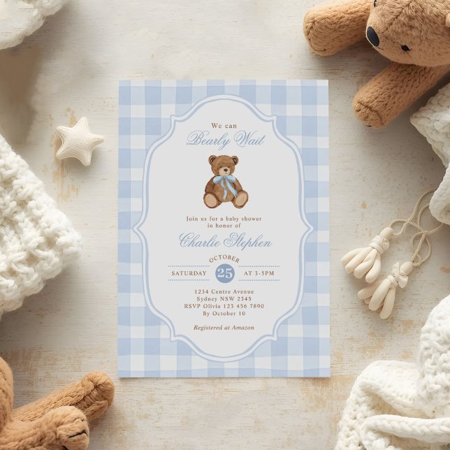 Convites We Can Bearly Wait Elegant Teddy Bear Baby Shower (Criador carregado)