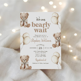 Convites We Can Bearly Wait Elegant Teddy Bear Baby Shower