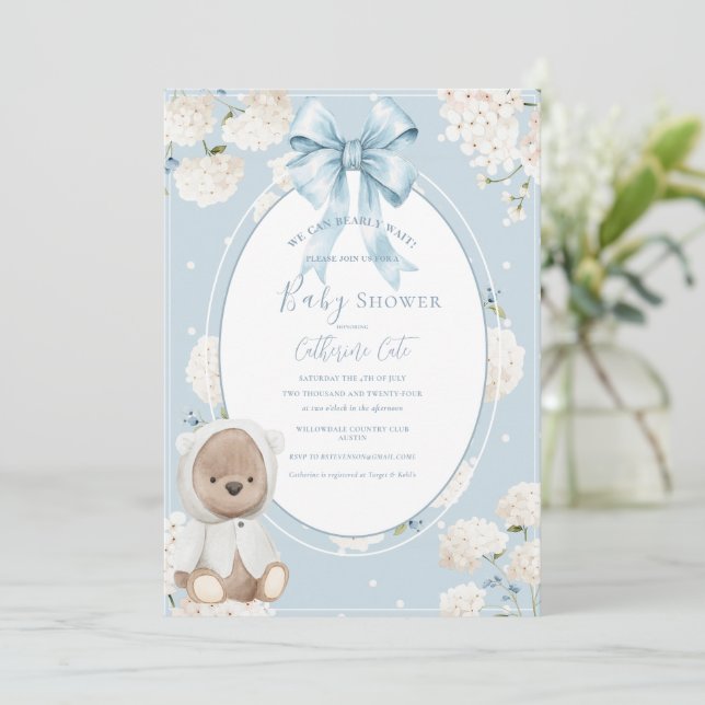 Convites We Can Bearly Wait Floral Whimsical Baby Shower (Em pé/Frente)