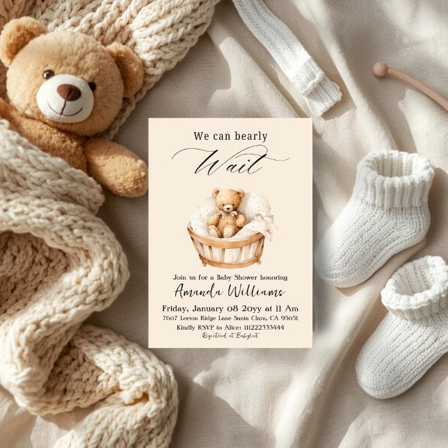 Convites We Can Bearly Wait Gender Neutral Bear Baby Shower (Criador carregado)