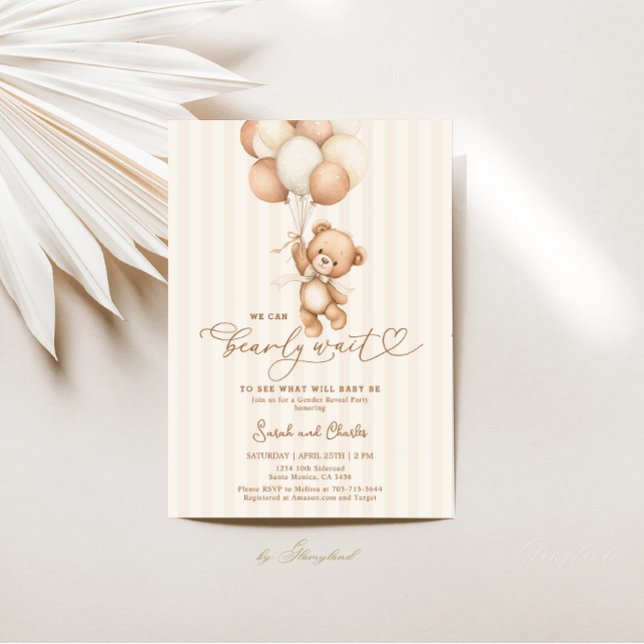 Convites We Can Bearly Wait Gender Reveal Neutral colors (Criador carregado)