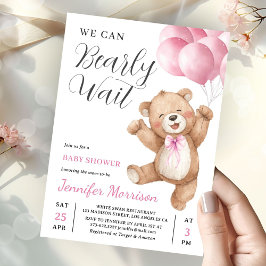 Convites We Can Bearly Wait Girl Teddy Bear Baby Shower