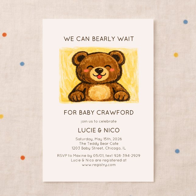 Convites We Can Bearly Wait! Modern Hand Drawn Baby Shower (Criador carregado)