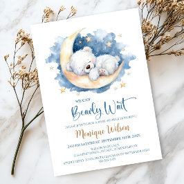 Convites We Can Bearly Wait Moon Teddy Bear Baby Shower