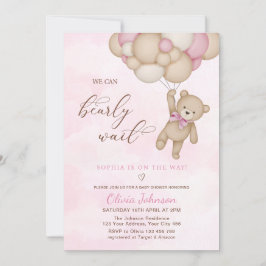 Convites We Can Bearly Wait Pink Baby Shower