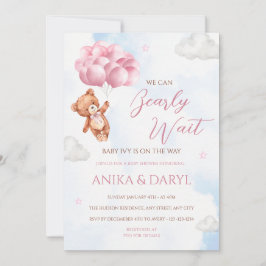 Convites We Can Bearly Wait Pink Baby Shower Invitation
