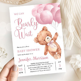 Convites We Can Bearly Wait Pink Teddy Bear Baby Shower