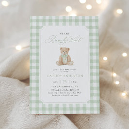 Convites We Can Bearly Wait Sage Teddy Bear Baby Shower