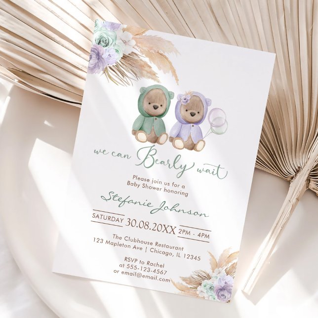 Convites We Can Bearly Wait Teddy Bear Baby Shower  (Criador carregado)