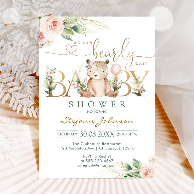 Convites We Can Bearly Wait Teddy Bear Baby Shower (Criador carregado)