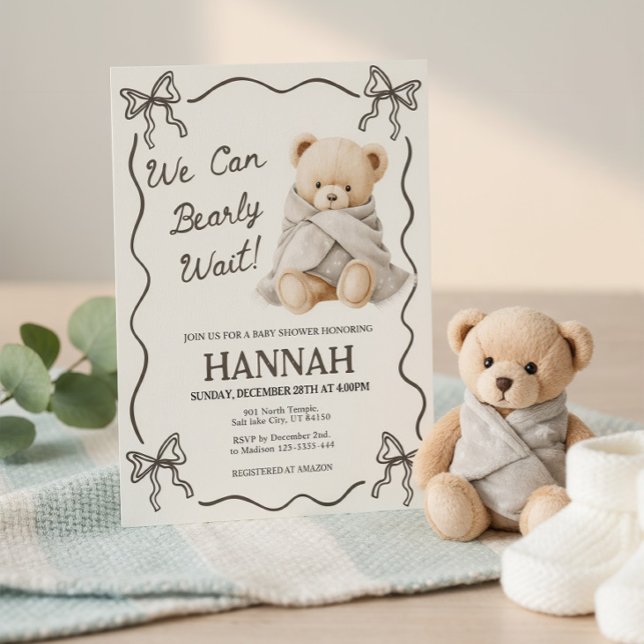 Convites We Can Bearly Wait, Teddy Bear Baby Shower  (Criador carregado)