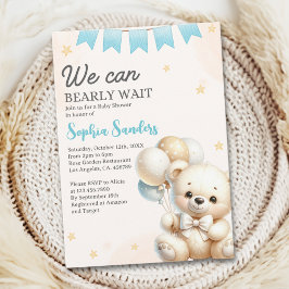 Convites "We Can Bearly Wait! Teddy Bear Baby Shower