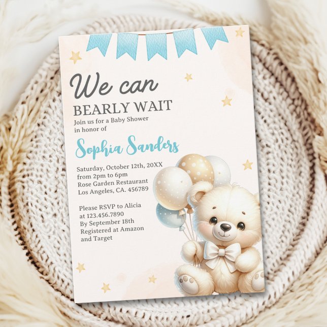 Convites "We Can Bearly Wait! Teddy Bear Baby Shower (Criador carregado)