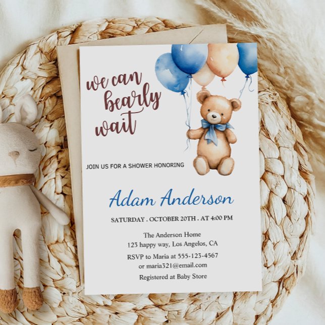 Convites We Can Bearly Wait Teddy Bear Baby Shower  (Criador carregado)