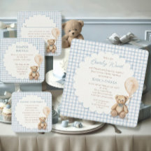 We Can Bearly Wait Teddy Bear Baby Shower Boy 