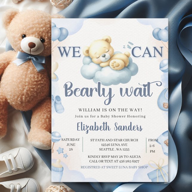 Convites We can Bearly wait - Teddy Bear Baby Shower Boy (Criador carregado)