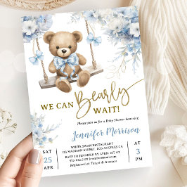 Convites We Can Bearly Wait Teddy Bear Baby Shower Boy Blue