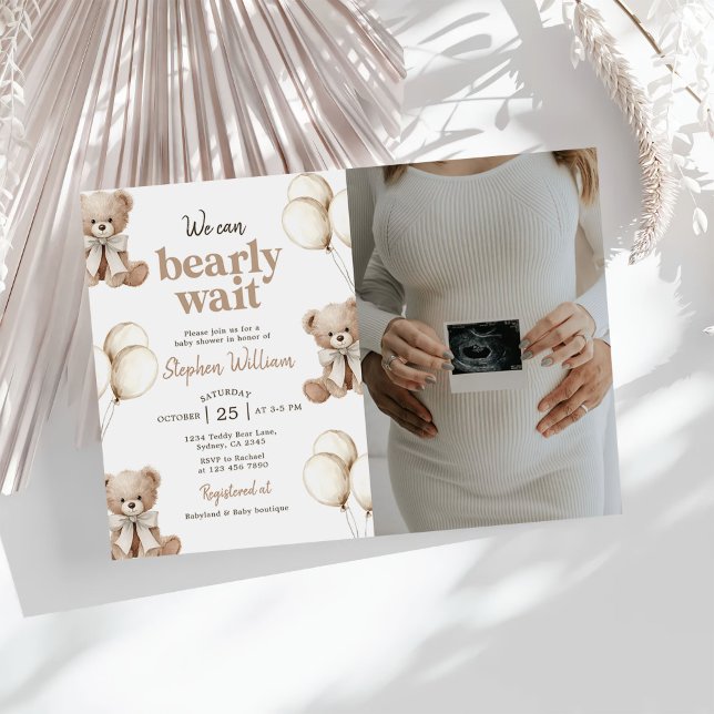 Convites We Can Bearly Wait Teddy Bear Baby Shower Photo (Criador carregado)