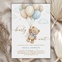 Convites We Can Bearly Wait Teddy Bear Balloon Baby Shower
