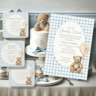 Convites We Can Bearly Wait Teddy Bear Boy Baby Shower