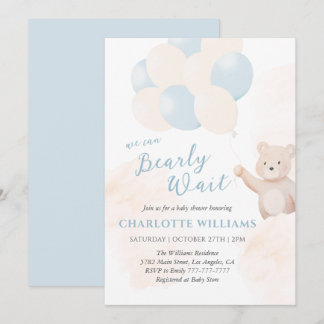 Convites We Can Bearly Wait | Teddy Bear Boy Baby Shower