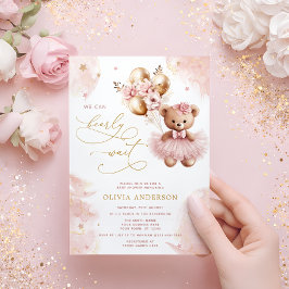Convites We Can Bearly Wait Teddy Bear Girl Baby Shower Inv