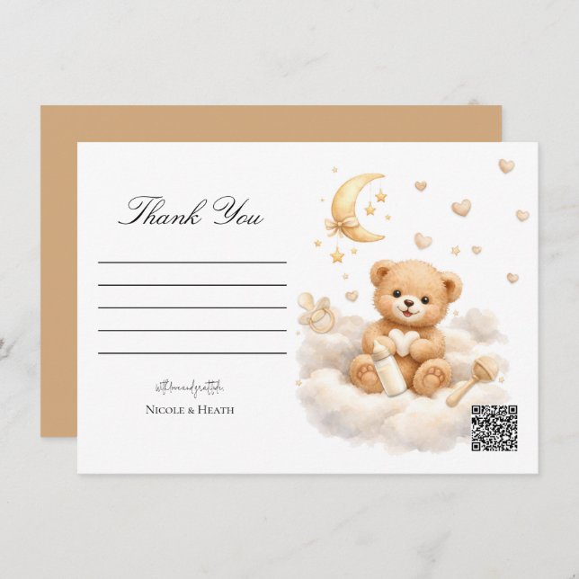 Convites We can Bearly Wait Teddy Bear Thank You Card (Frente/Verso)