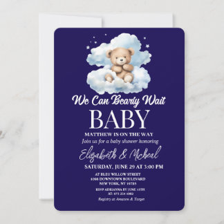 Convites We Can Bearly Wait Theme Baby Shower Invitation