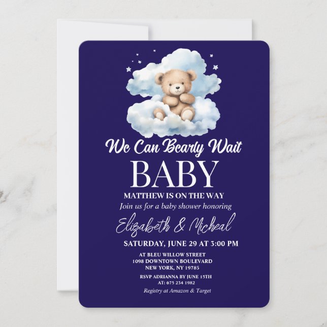 Convites We Can Bearly Wait Theme Baby Shower Invitation (Frente)