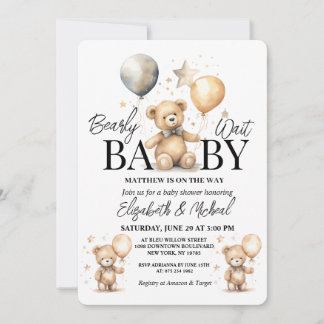 Convites We Can Bearly Wait Theme Baby Shower Invitation