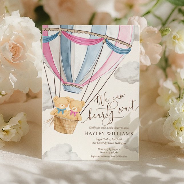 Convites We Can Bearly Wait Twins Baby Shower Invitation (Criador carregado)