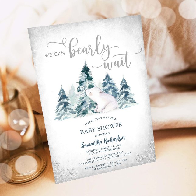 Convites We Can Bearly Wait Winter Baby Shower Invitation (Criador carregado)