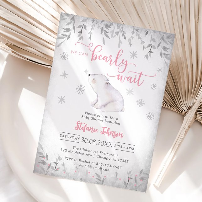 Convites We Can Bearly Wait Winter Baby Shower Invitation (Criador carregado)