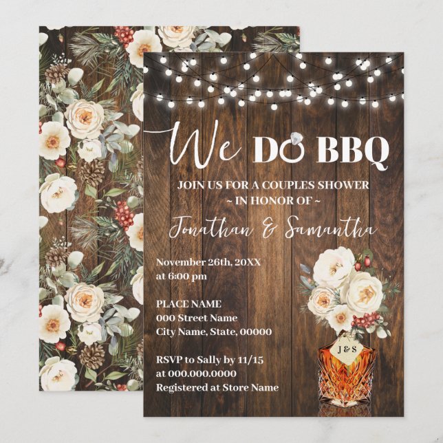 Convites We do BBQ Couple Shower Country Winter Wedding (Frente/Verso)