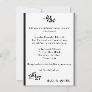 Convites We Do, Black & White Wedding Invitation