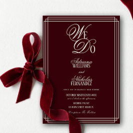 Convites We Do Burgundy Old Money Wedding