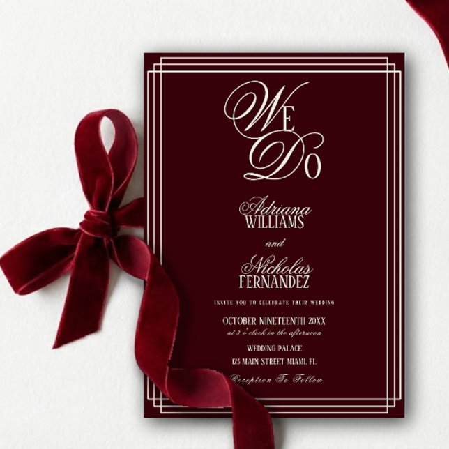 Convites We Do Burgundy Old Money Wedding (Criador carregado)