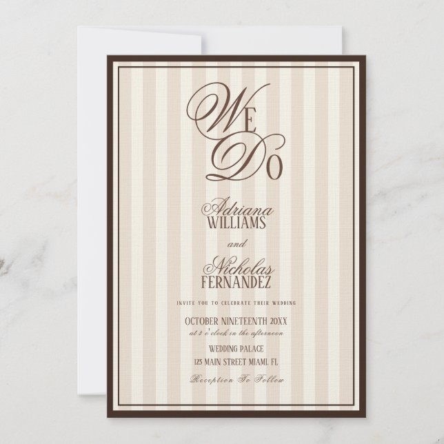 Convites We Do Elegant Striped Espresso Wedding (Frente)