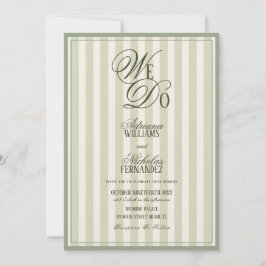 Convites We Do Elegant Striped Ivory Green Wedding