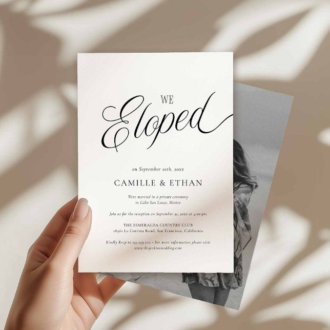 Convites We Eloped Photo Announcement Card (Eloped Announcement Card with Photo)