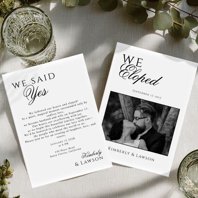 Convites We eloped Photo card Elopement Announcement (Criador carregado)