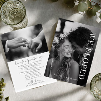 Convites We eloped Photo card Elopement Announcement