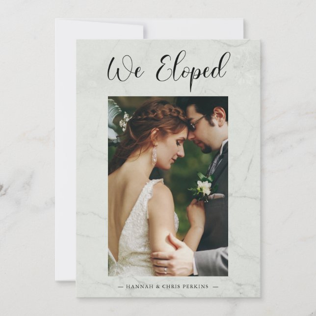 Convites We Eloped Photo Wedding Elegant Marble Effect (Frente)