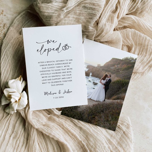 Convites We Eloped Wedding Announcement | Photo Template (Criador carregado)