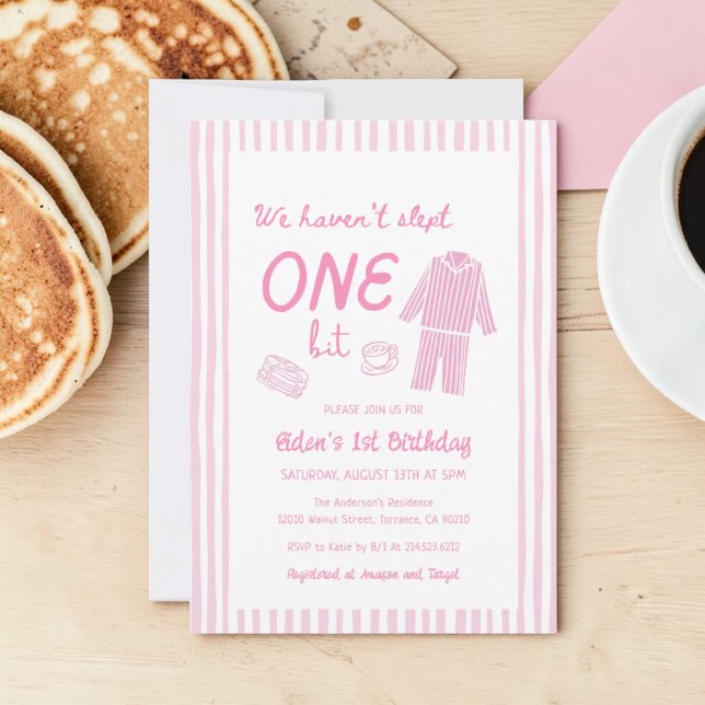 Convites We Haven't Slept One Bit Pajama First Birthday (Criador carregado)